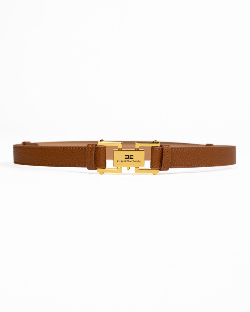 Cintura Sottile Elisabetta Franchi in Pelle Martellata