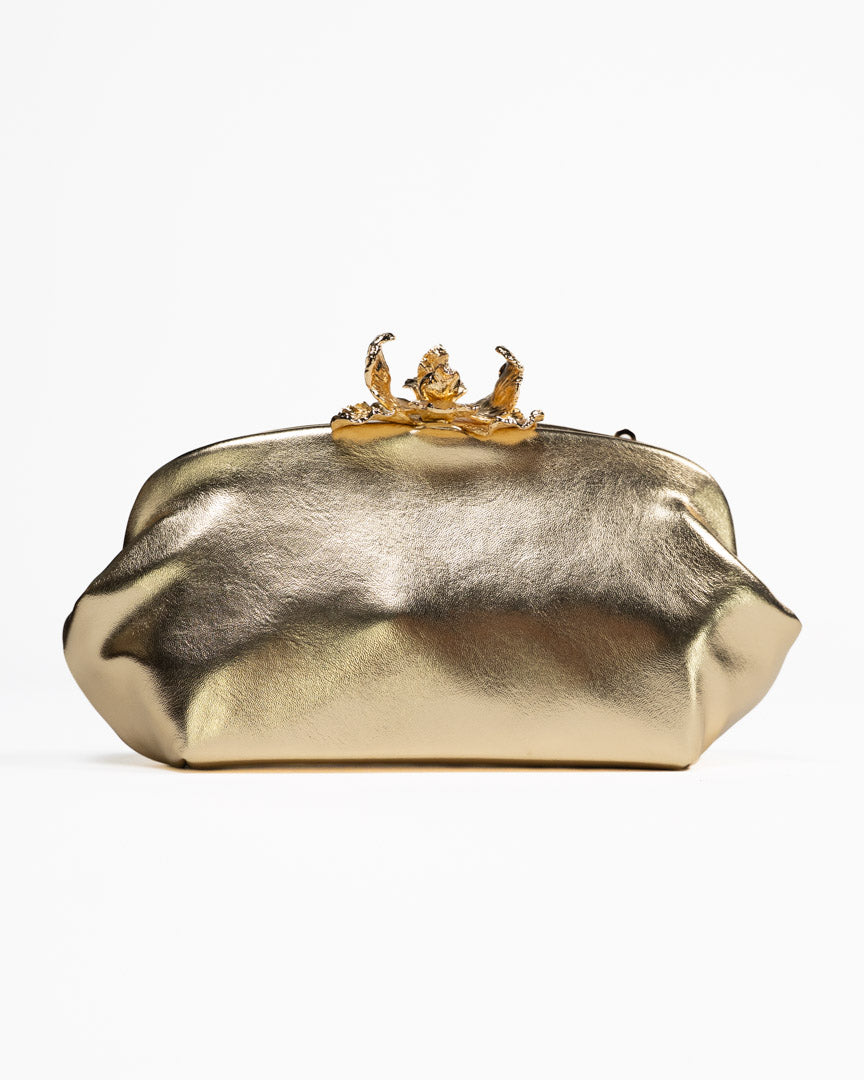 Clutch Gioiello a Sacchetto con Dettaglio Floreale – oro - Marella
