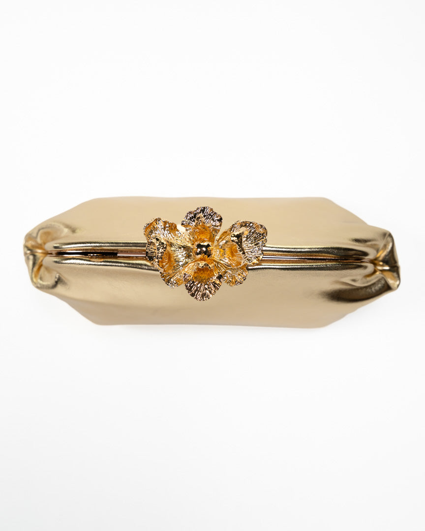 Clutch Gioiello a Sacchetto con Dettaglio Floreale – oro - Marella