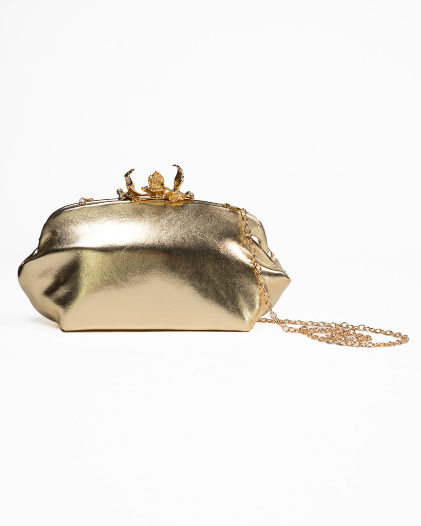 Clutch Gioiello a Sacchetto con Dettaglio Floreale – oro - Marella