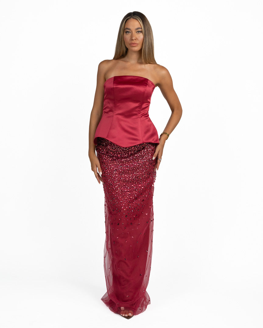 Set Coordinato Elegante Top e Gonna a Sirena Tempestata di Paillettes - Berti Mode Collection