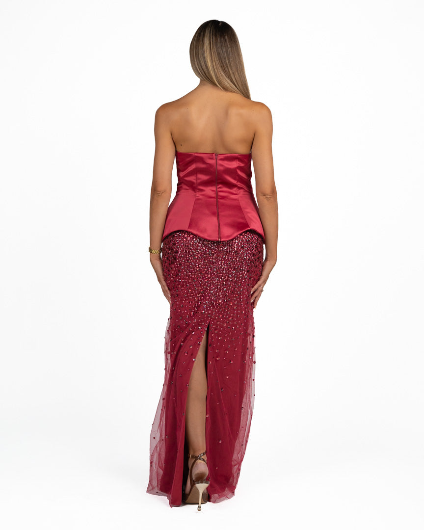 Set Coordinato Elegante Top e Gonna a Sirena Tempestata di Paillettes - Berti Mode Collection