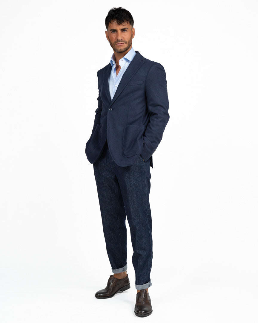 Giacca Blazer Sartoriale Slim Fit in Blu Navy - Berti Mode Collection