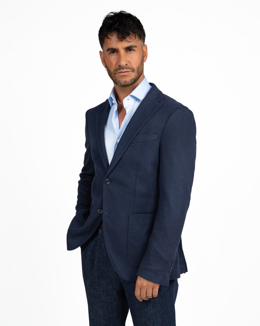 Giacca Blazer Sartoriale Slim Fit in Blu Navy - Berti Mode Collection