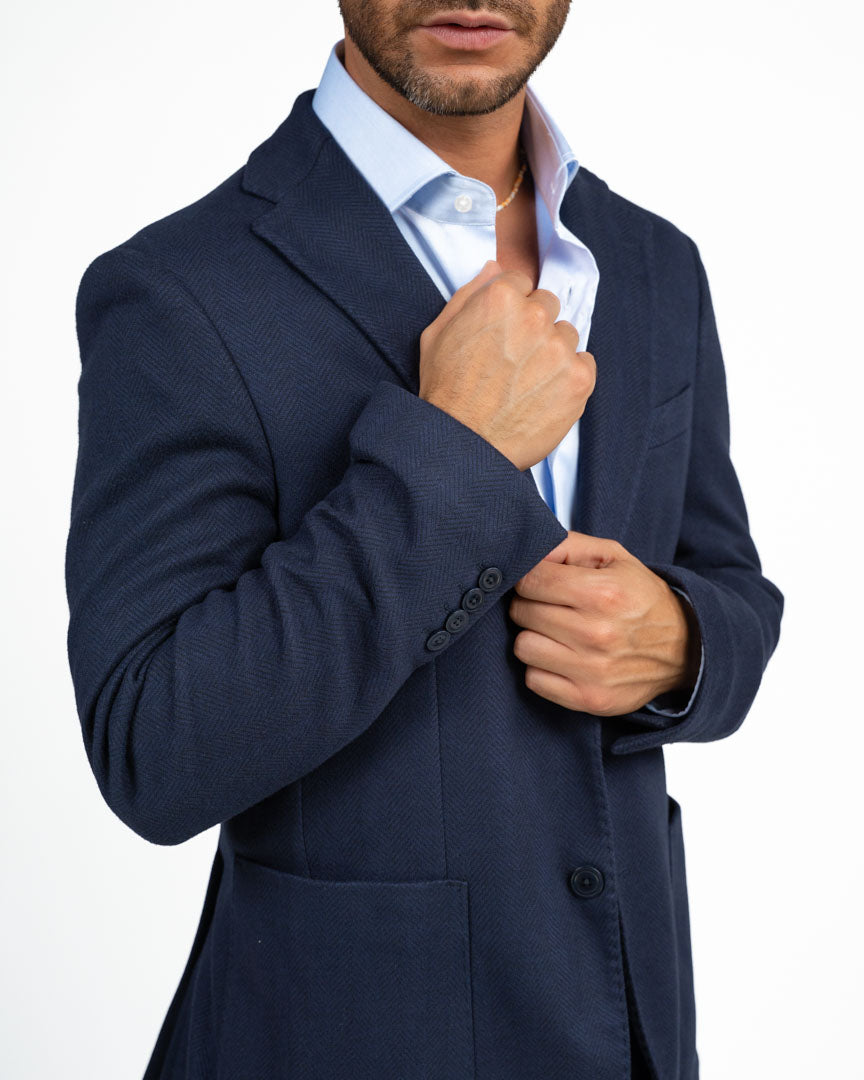 Giacca Blazer Sartoriale Slim Fit in Blu Navy - Berti Mode Collection