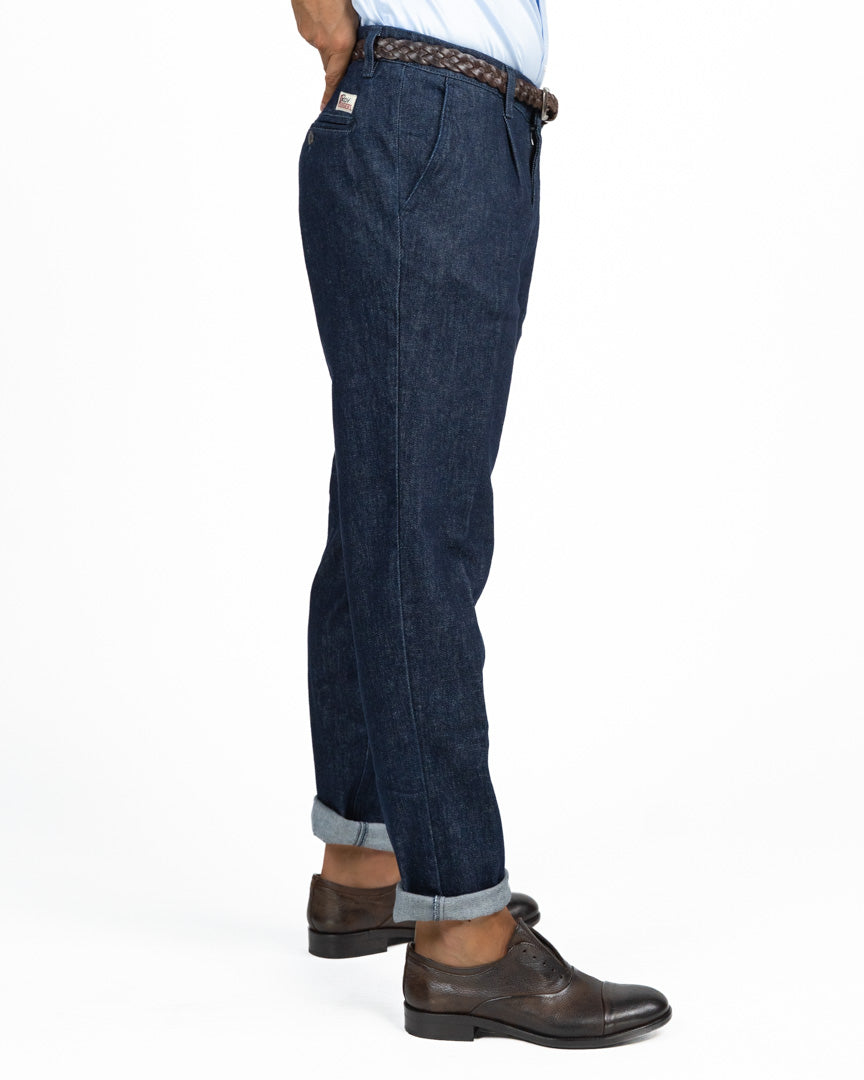 Pantaloni in Denim Sartoriale con Pinces - Roy Roger's