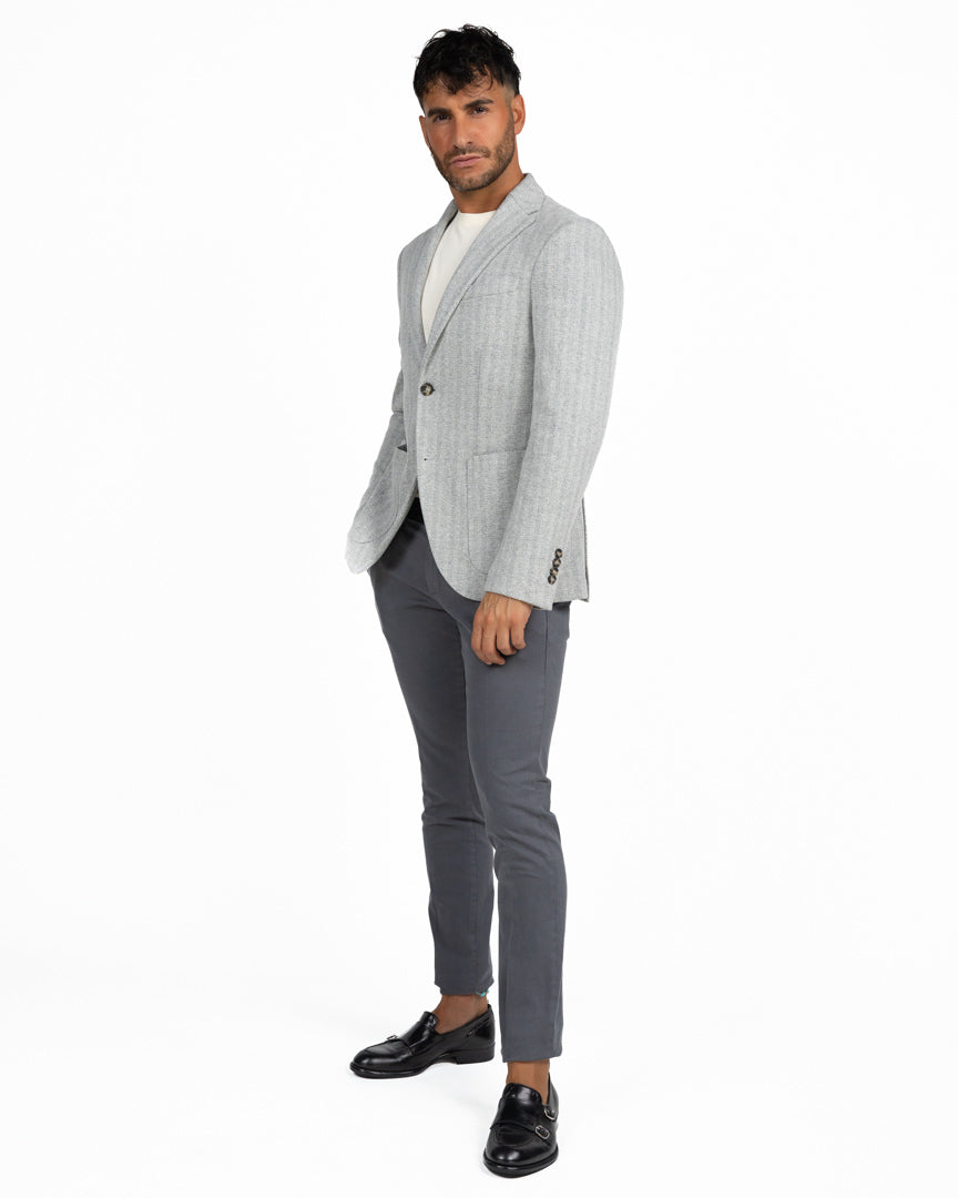 Giacca Blazer Definitiva in Misto Lana a Spina di Pesce - Berti Mode Collection