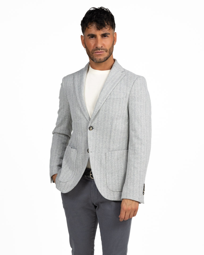 Giacca Blazer Definitiva in Misto Lana a Spina di Pesce - Berti Mode Collection