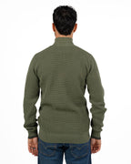 Maglione Mezza Zip in Maglia Lavorata Verde Militare - Fred Perry