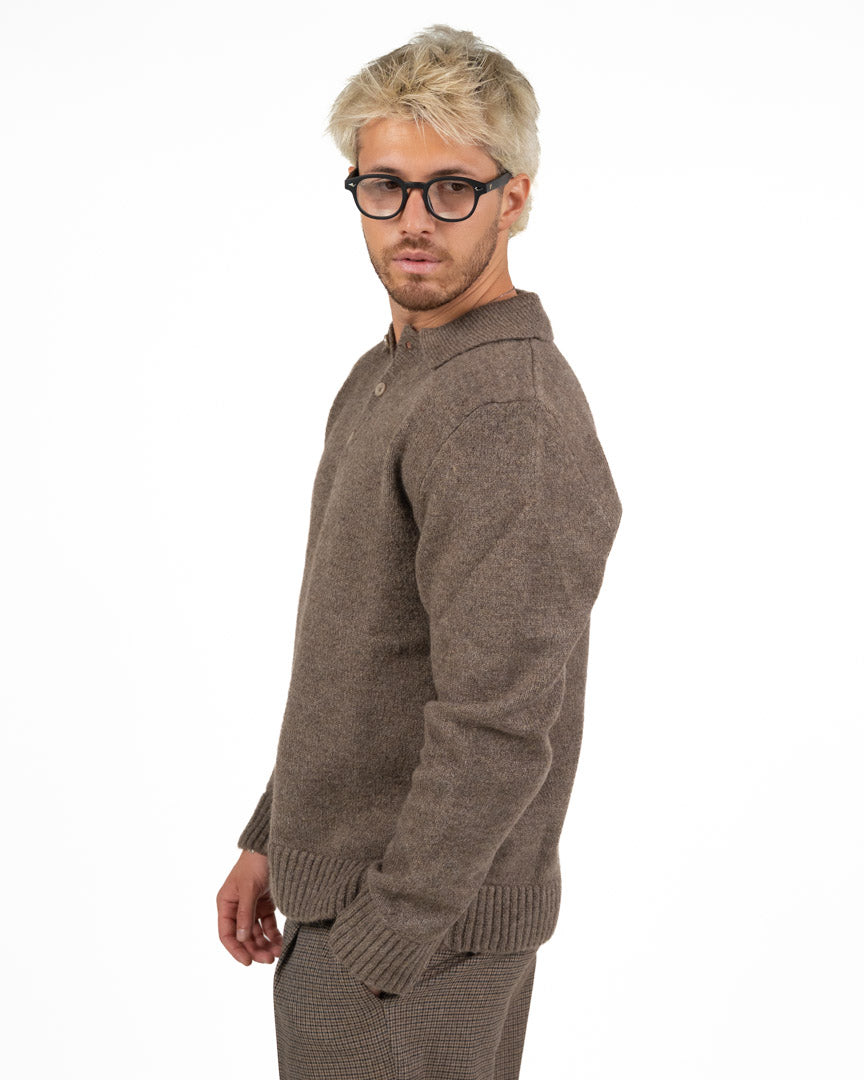 Maglia Polo in Maglia  Marrone Melange - I'M Brian