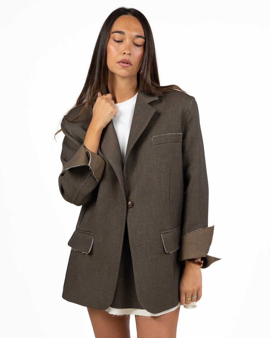 Blazer Oversize con Dettagli Raw Cut - Eleh