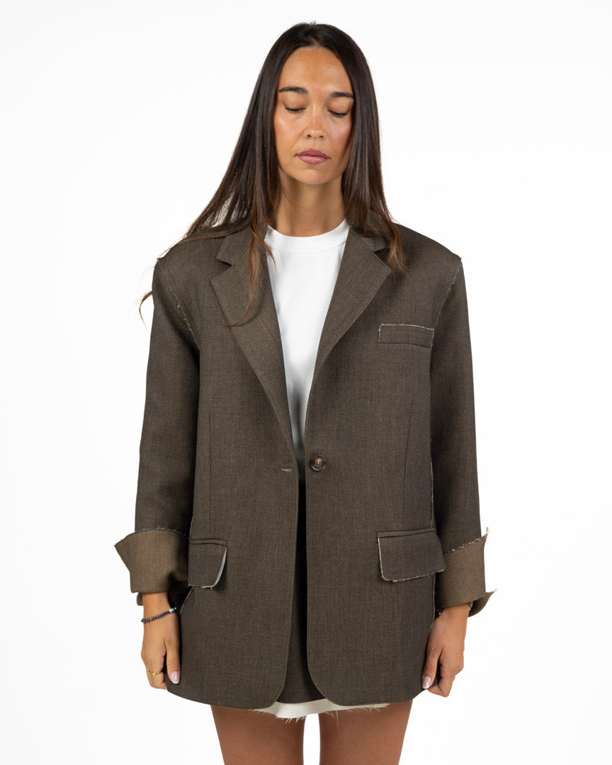 Blazer Oversize con Dettagli Raw Cut - Eleh