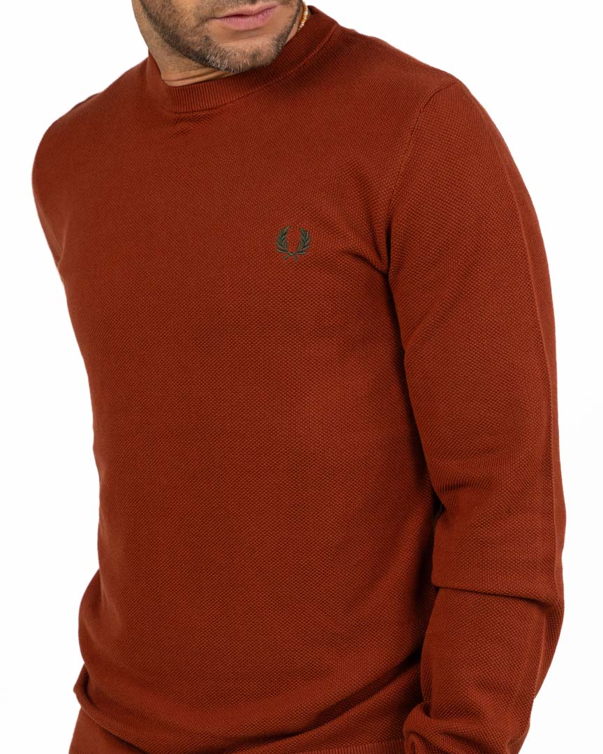 Maglione Girocollo in Maglia Lavorata Rosso Mattone - Fred Perry