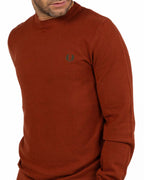 Maglione Girocollo in Maglia Lavorata Rosso Mattone - Fred Perry