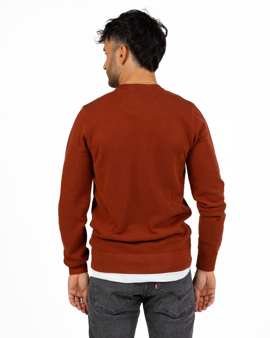 Maglione Girocollo in Maglia Lavorata Rosso Mattone - Fred Perry