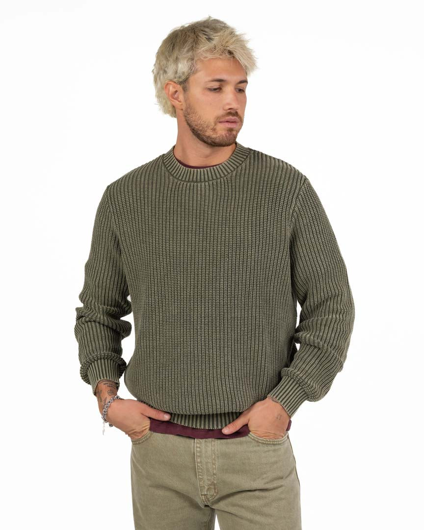 Maglione Girocollo a Coste Verde Militare – Antony Morato