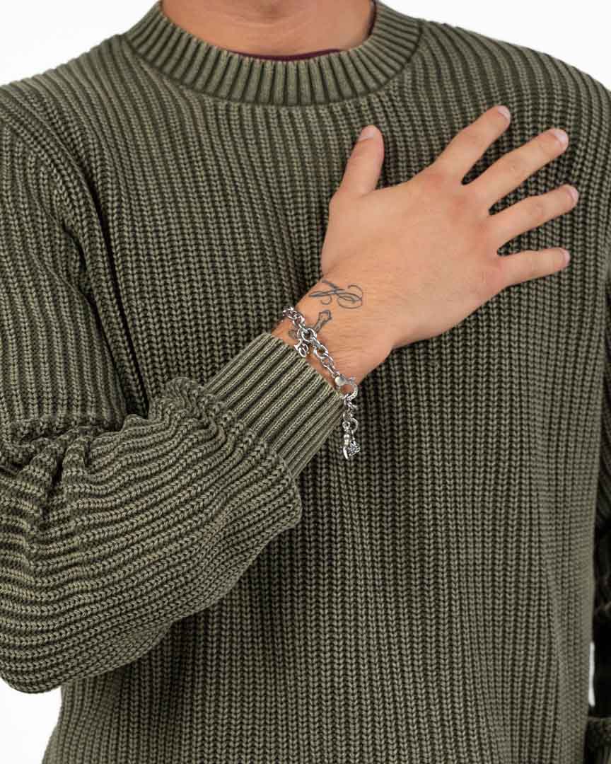 Maglione Girocollo a Coste Verde Militare – Antony Morato