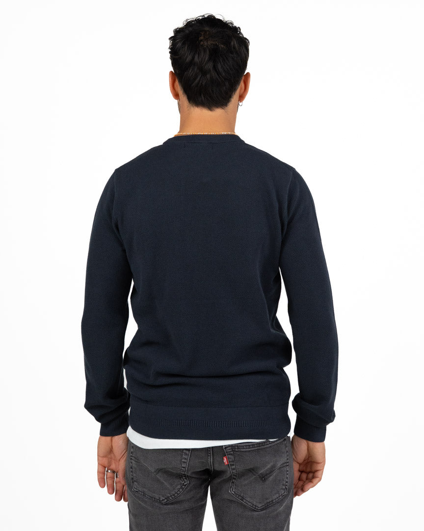 Maglione Girocollo in Maglia Lavorata Blu Notte - Fred Perry