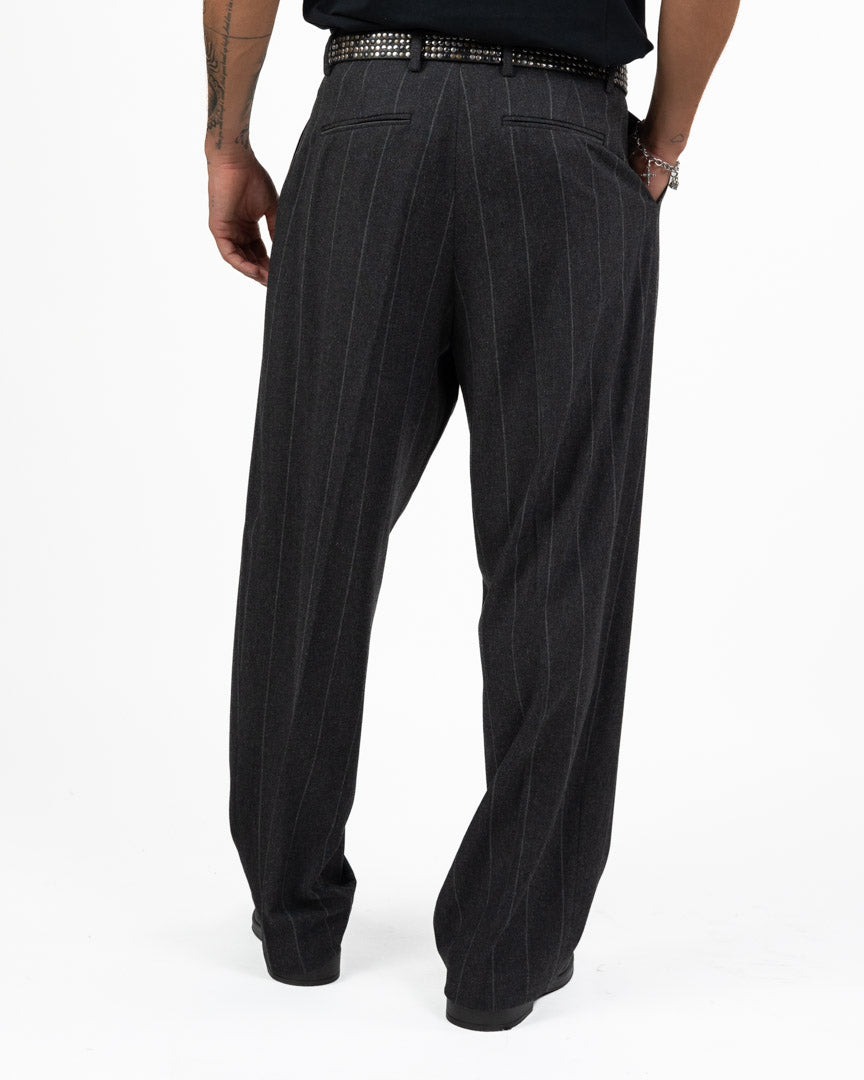 Pantaloni Sartoriali Gessati Wide-Leg – Grigio Antracite - I'M Brian