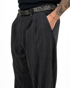 Pantaloni Sartoriali Gessati Wide-Leg – Grigio Antracite - I'M Brian