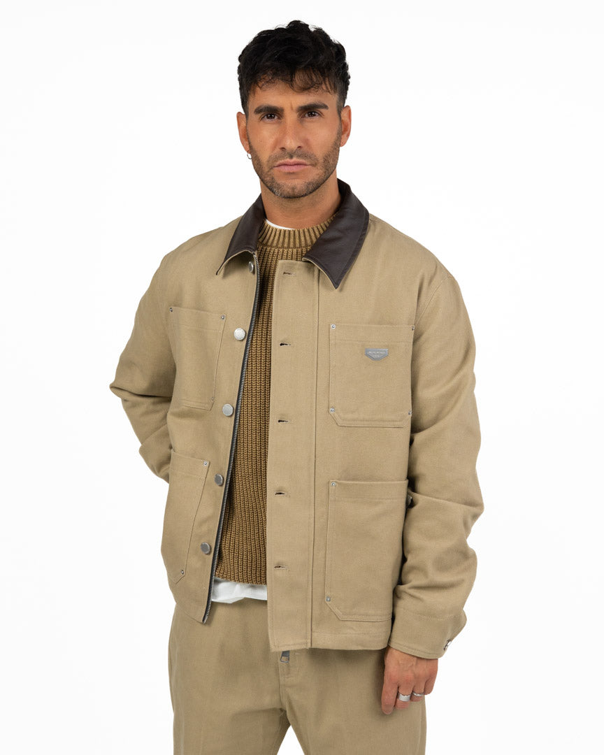 Overshirt Beige con Colletto a Contrasto – Antony Morato