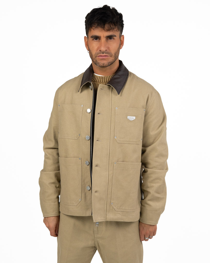Overshirt Beige con Colletto a Contrasto – Antony Morato