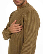Maglione Girocollo a Coste Beige Cammello – Antony Morato