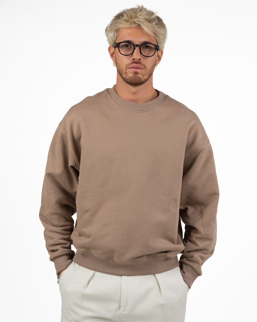 Felpa Girocollo Oversize – Beige - I'M Brian