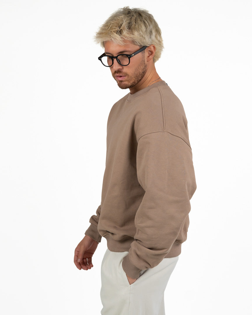 Felpa Girocollo Oversize – Beige - I'M Brian