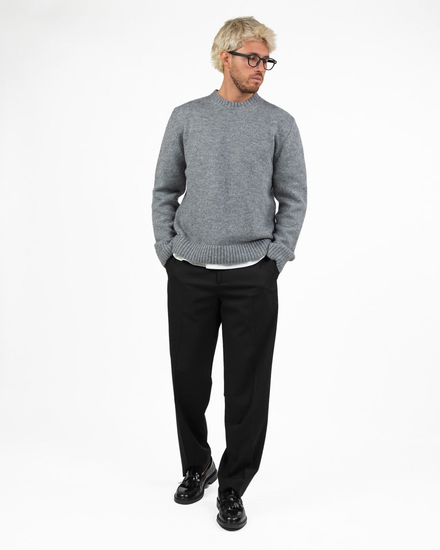 Maglione Girocollo in Maglia Spessa – Grigio Melange - I'm Brian
