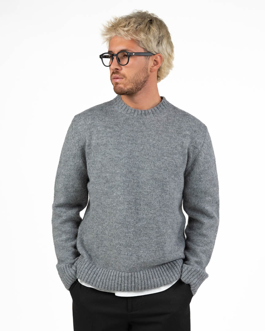 Maglione Girocollo in Maglia Spessa – Grigio Melange - I'm Brian