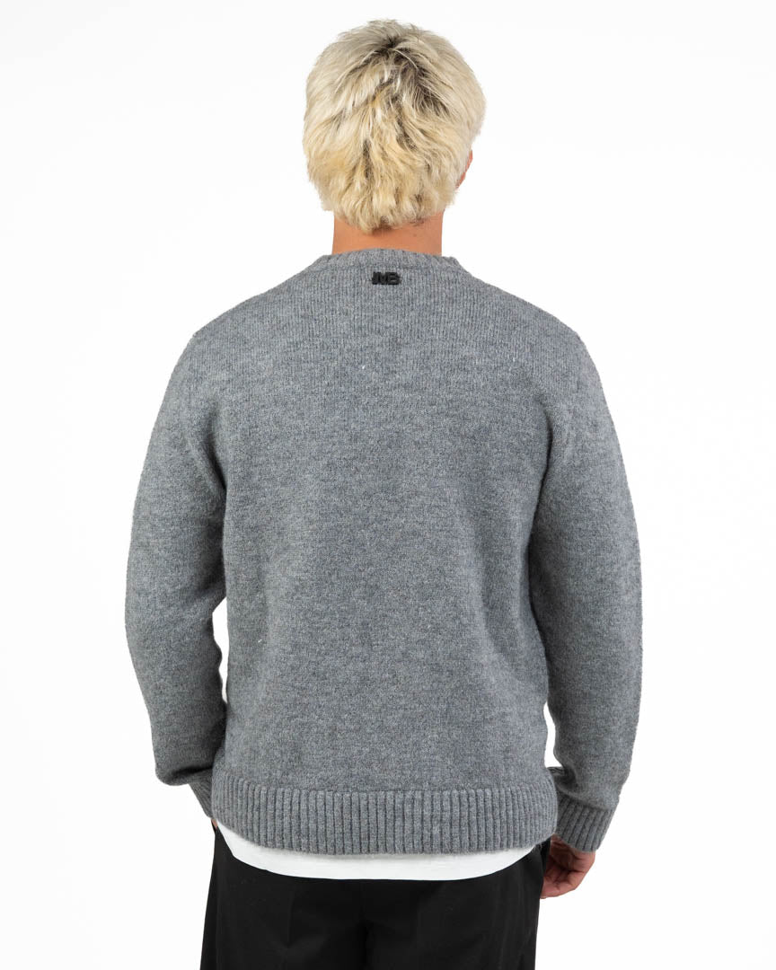 Maglione Girocollo in Maglia Spessa – Grigio Melange - I'm Brian