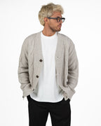 Cardigan in Maglia Lavorata a Trecce grigio - Out Fit