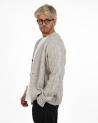 Cardigan in Maglia Lavorata a Trecce grigio - Out Fit