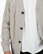 Cardigan in Maglia Lavorata a Trecce grigio - Out Fit