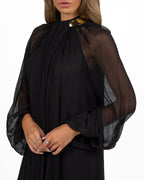 Abito Lungo in Chiffon con Dettaglio Dorato - Elisabetta Franchi
