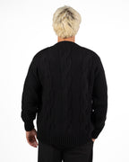Cardigan in Maglia Lavorata a Trecce nero - Out Fit