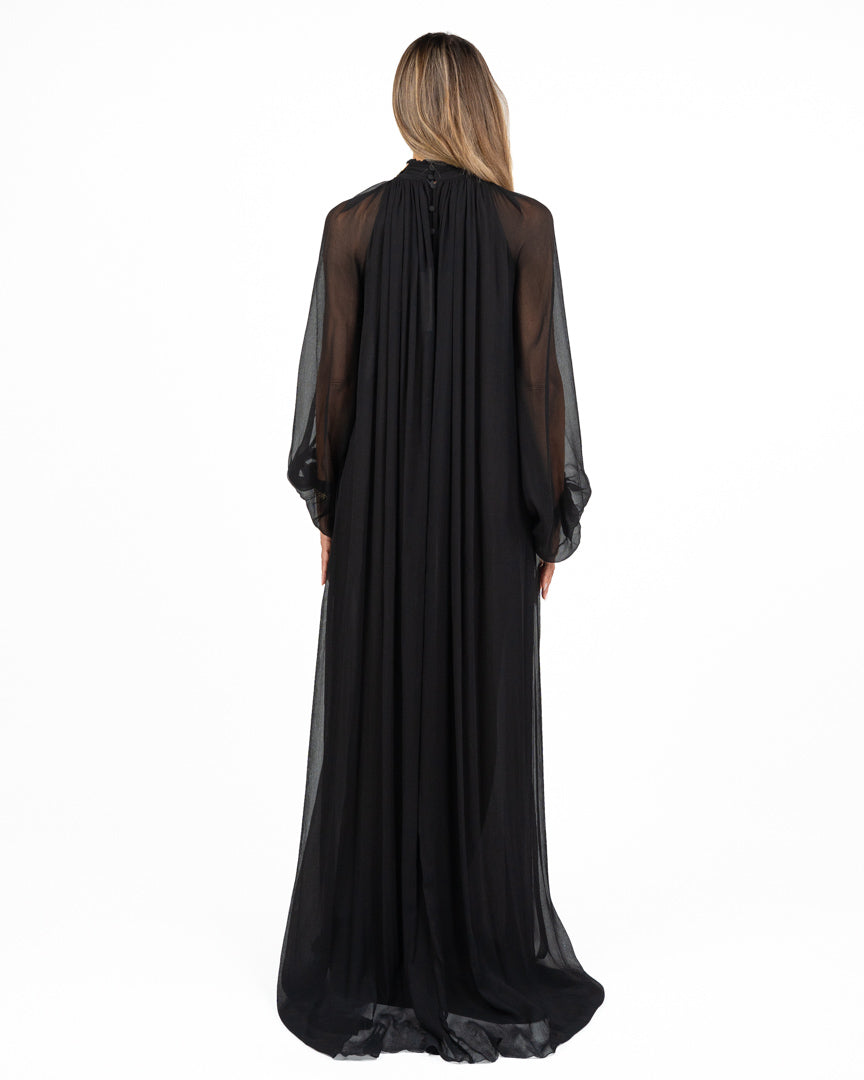 Abito Lungo in Chiffon con Dettaglio Dorato - Elisabetta Franchi