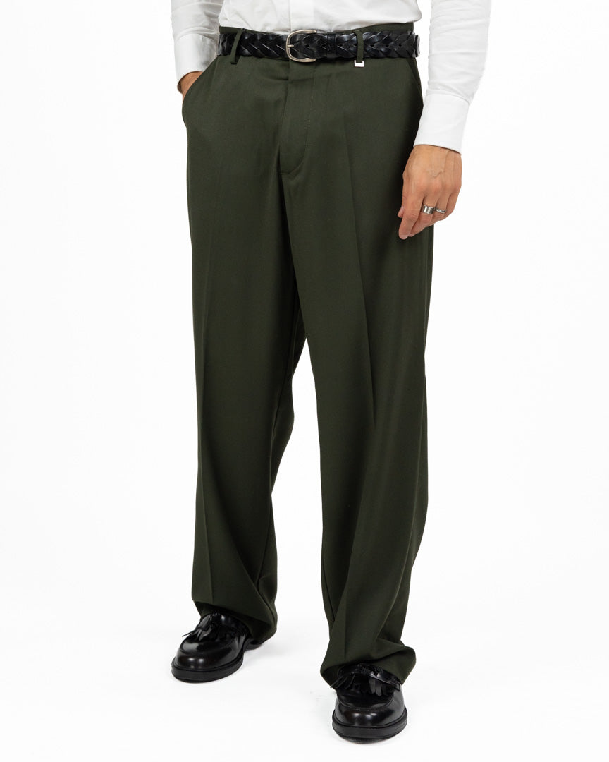 Pantaloni Eleganti Wide-Leg Verde Bottiglia - I'M Brian