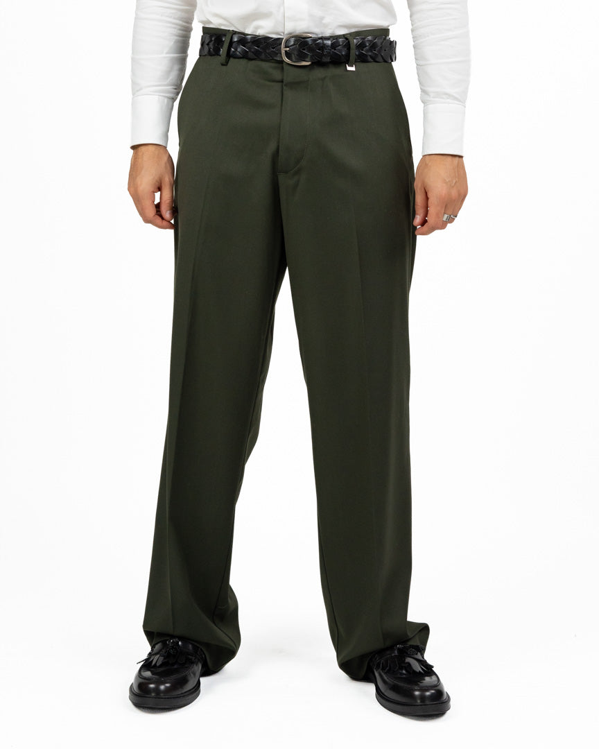 Pantaloni Eleganti Wide-Leg Verde Bottiglia - I'M Brian