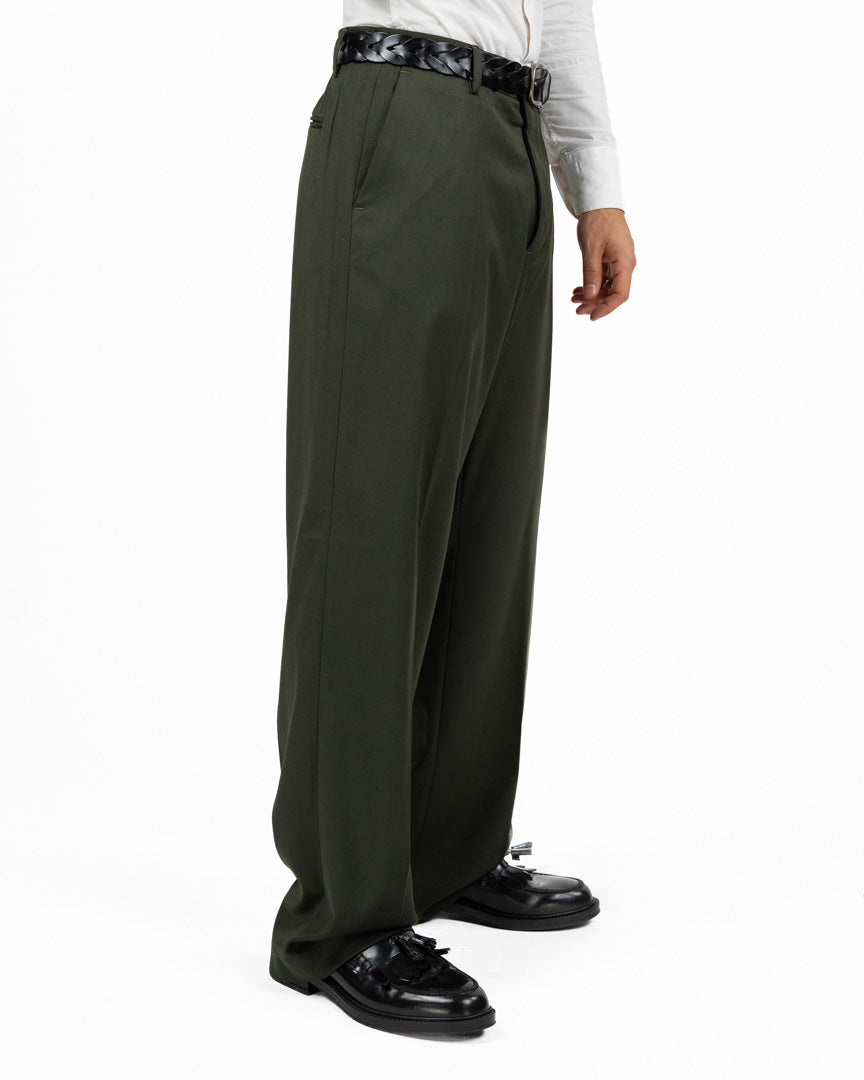 Pantaloni Eleganti Wide-Leg Verde Bottiglia - I'M Brian