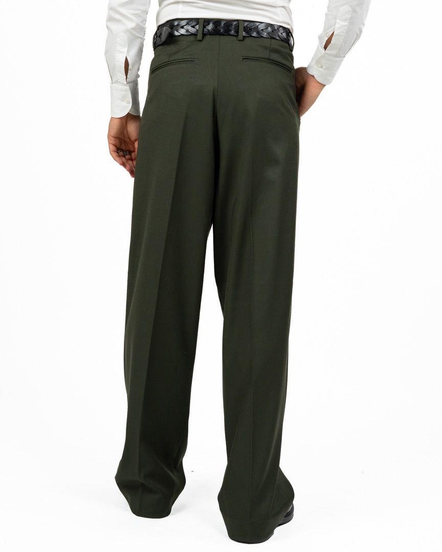 Pantaloni Eleganti Wide-Leg Verde Bottiglia - I'M Brian