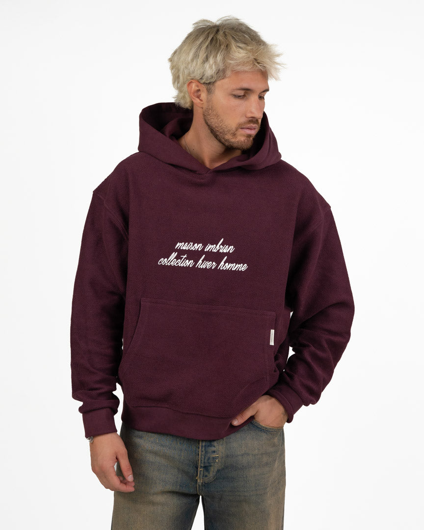 Felpa con Cappuccio Oversize – Bordeaux - I'M Brian