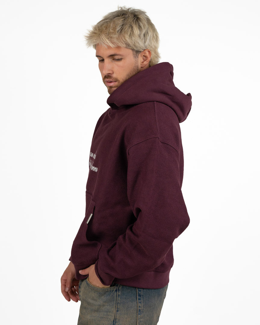 Felpa con Cappuccio Oversize – Bordeaux - I'M Brian