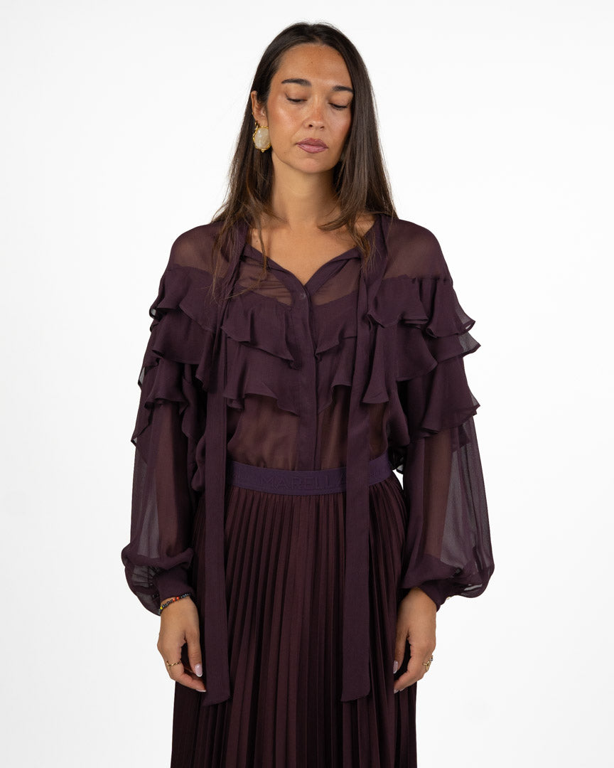 Blusa in Chiffon con Volant e Fiocco - Marella