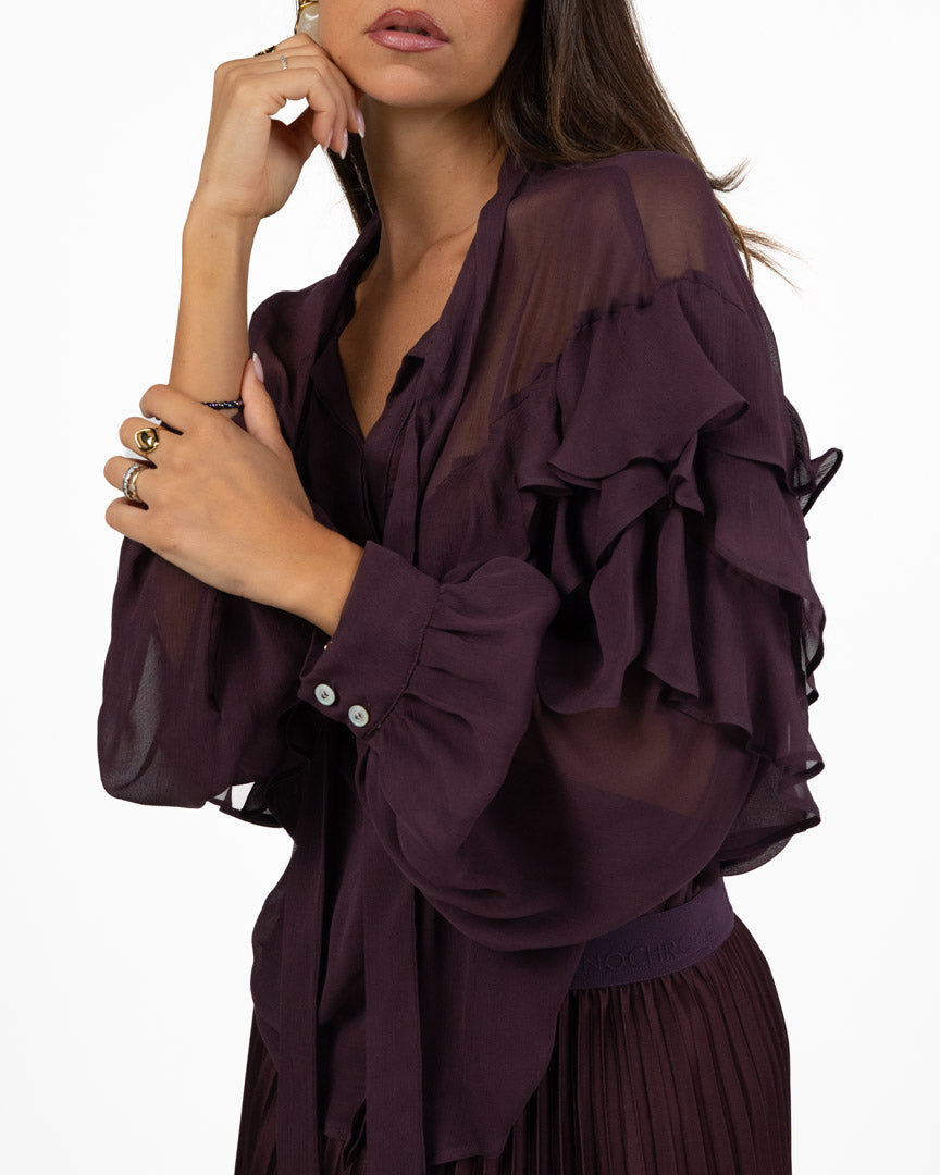 Blusa in Chiffon con Volant e Fiocco - Marella