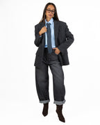 Jeans Straight Leg Grigio Scuro / Nero Lavato con Borchie - Souvenir