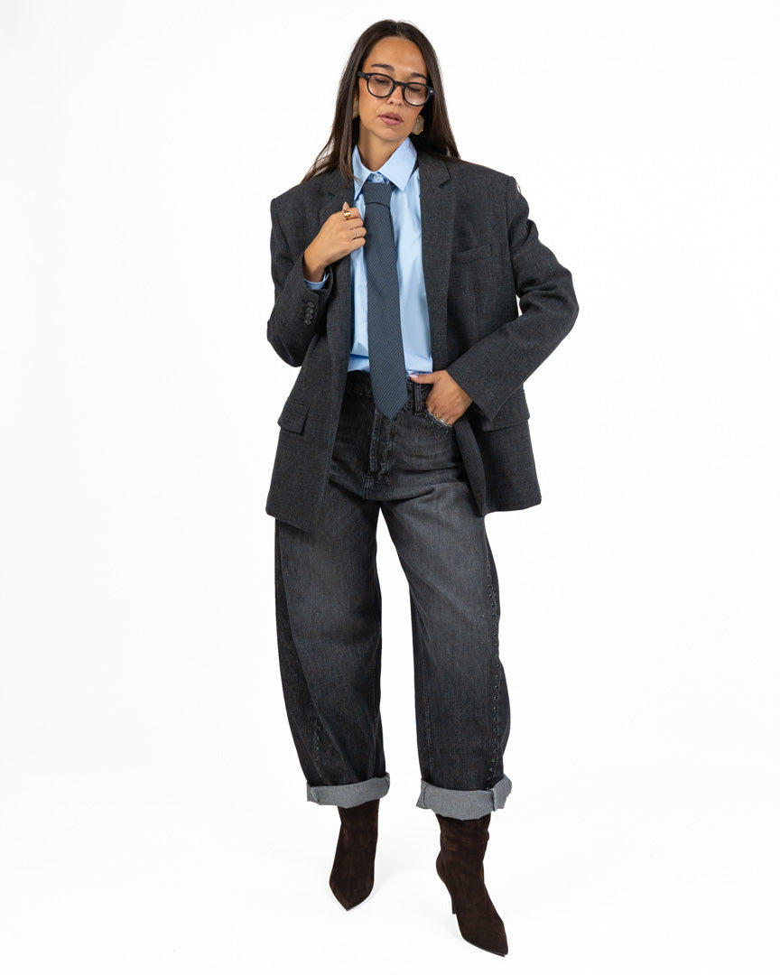 Blazer Oversize Sartoriale Grigio Scuro - Eleh