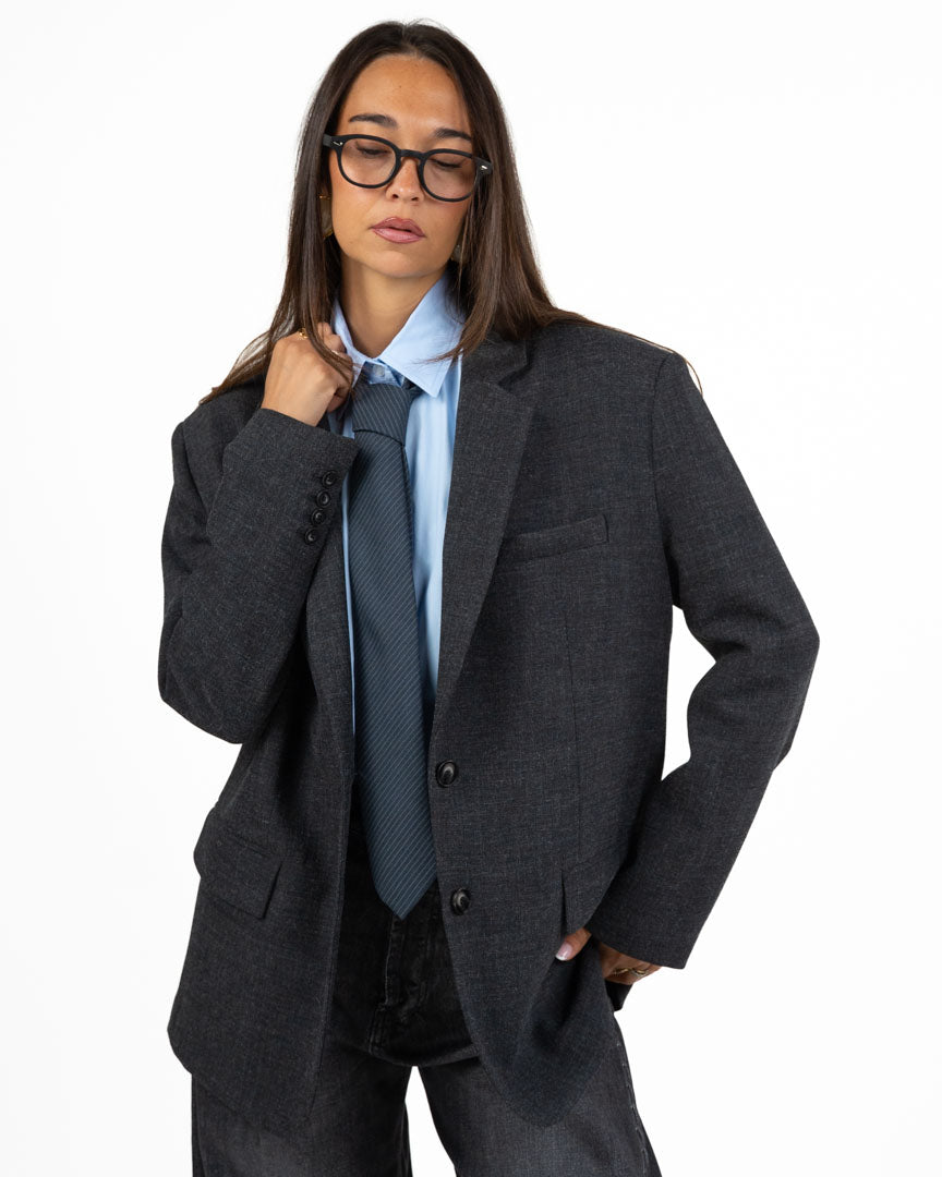 Blazer Oversize Sartoriale Grigio Scuro - Eleh