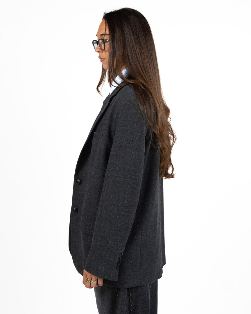 Blazer Oversize Sartoriale Grigio Scuro - Eleh